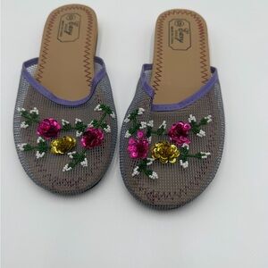 EASY USA LILAC MESH SZ. 9 VINTG SLIP ON SANDALS NEW